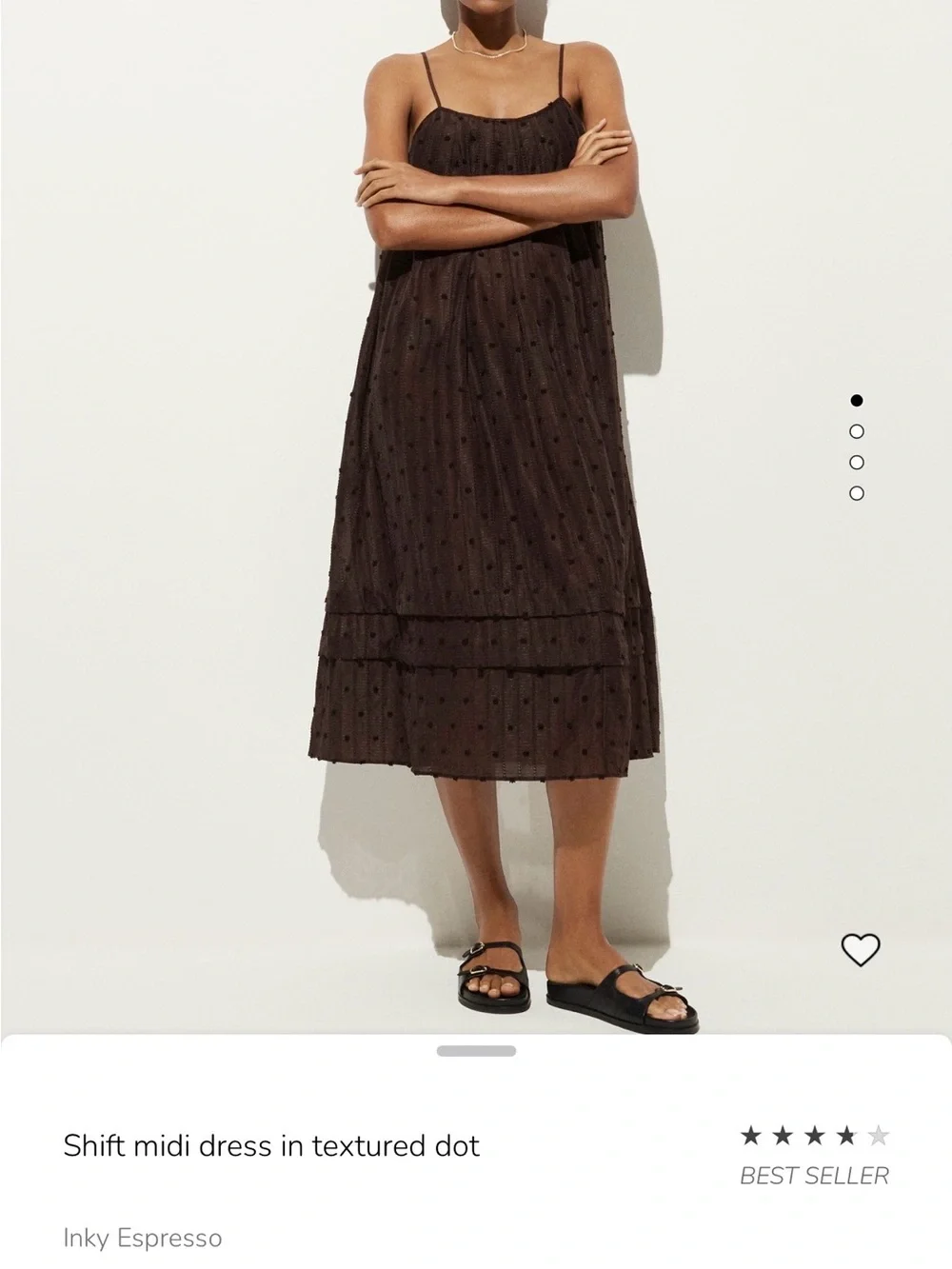 JCrew Lightweight Brown Dot Slip Dress with Spaghetti Straps